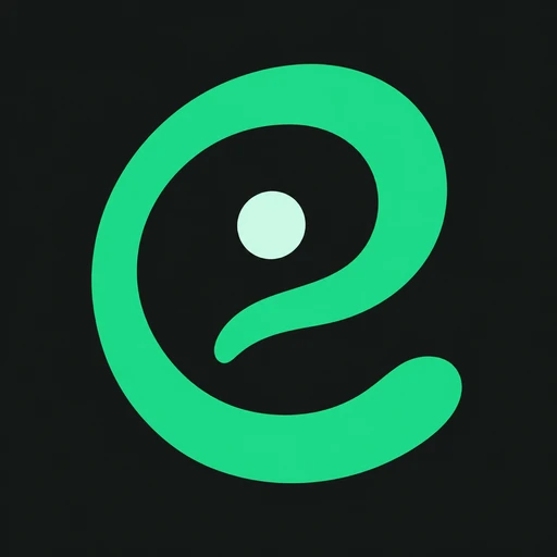 Earsona app icon: an emerald listening e with a pale mint center on charcoal
